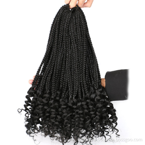 Box Braids Goddess Braiding Hair with Curly Ends 3S Synthetic Hair Braided Extension 18inch 24inch